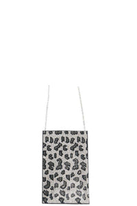 Leopard Rhinestone Mini Cross Body Bag