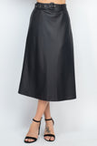 A-line Midi Leather Skirt