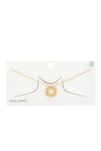 Circle Metal Pendant Gold Dipped Necklace