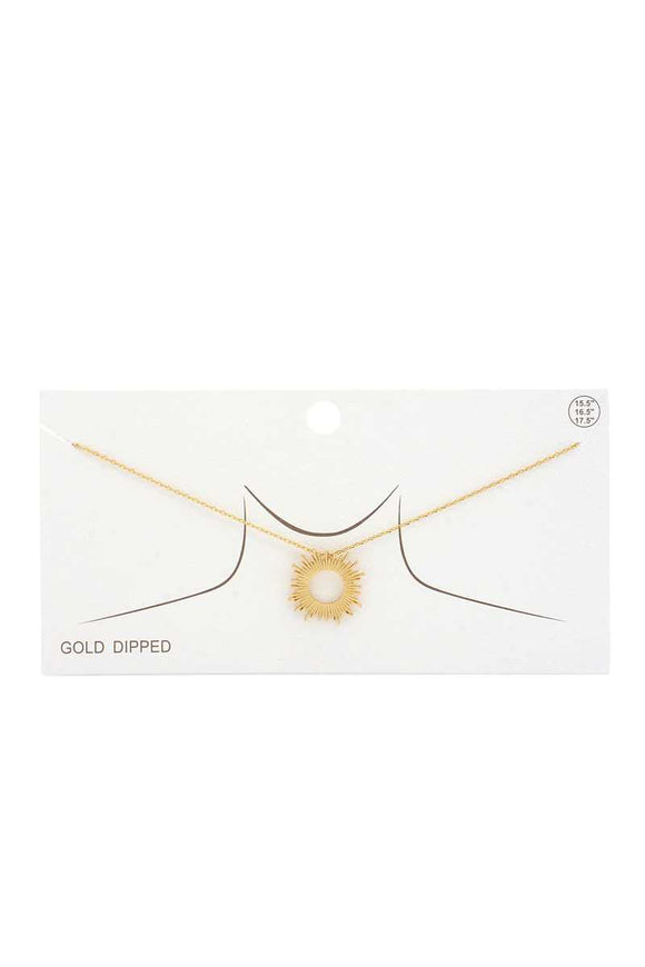 Circle Metal Pendant Gold Dipped Necklace