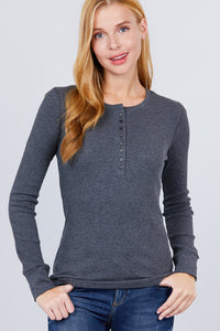 Long Slv Henley Thermal Top