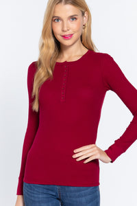 Long Slv Henley Thermal Top