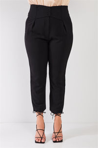 Plus Black High-waisted Classic Pegged Pants