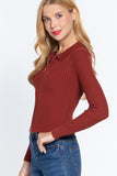 Notched Collar Zippered Sweater