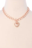 Basic Chunky Chain With Heart Pendant Necklace