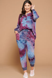 Tie-dye Printed French Terry Knit Loungewear Sets