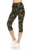 Multi-color Print, Cropped Capri Leggings In A Fitted Style With A Banded High Waist