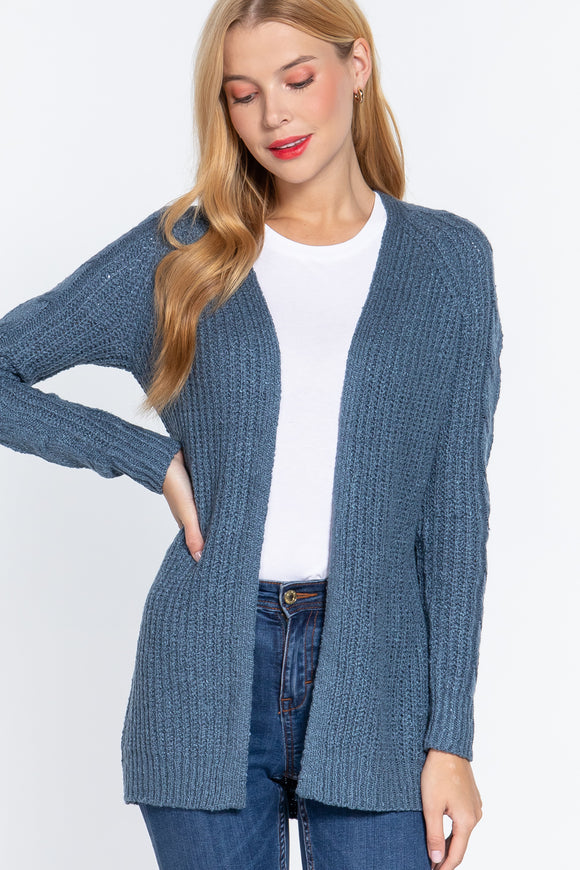 Long Slv Open Front Sweater Cardigan