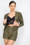 Side Button Detailed Jacket & Shorts Set