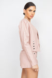 Side Button Detailed Jacket & Shorts Set