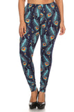 Plus Size Print, Full Length Leggings In A Slim Fitting Style With A Banded High Waist