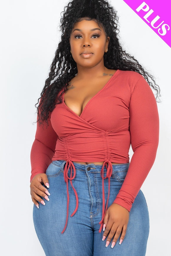 Plus Size Shirred Cropped Top