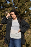 Plus Size Glossy Drawstring Hem Button-down Coach Jacket