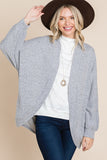 Two Tone Open Front Warm And Cozy Circle Cardigan With Side Pockets