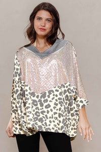 Multi Print Oversized V-neckline