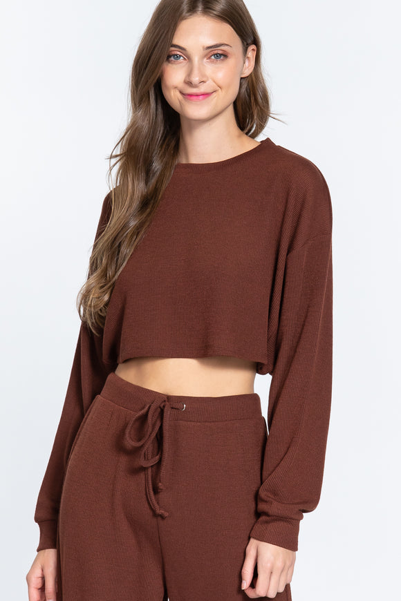 Long Dolman Slv Hacci Crop Top