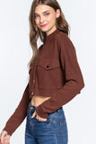 Long Slv Snap Button Crop Jacket