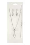 Marquise Shape Rhinestone Bracelet Necklace Set