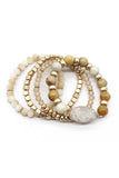 Crystal Metal Druzy Stone Bead Stretch Bracelet Set