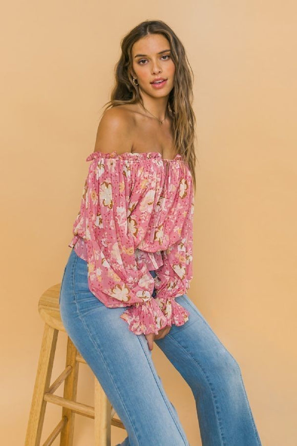 Off Shoulder Neckline Printed Top