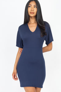 Dolman Sleeves Solid Mini Dress