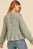Ditsy Floral Crinkle Gauze Tiered Long Sleeve Top