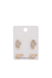 Slanted Rhinestone Heart Earring Set