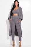 Cozy Knit Tank Top, Pants And Duster 3 Piece Set