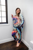 Plus Ivory Animal Multi Color Print Hooded Long Sleeve Top & Pants Set