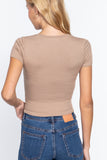 Short Slv Crew Neck Rib Crop Top