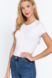 Short Slv Crew Neck Rib Crop Top