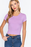 Short Slv Crew Neck Rib Crop Top