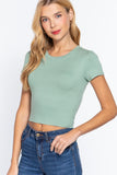 Short Slv Crew Neck Rib Crop Top