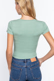 Short Slv Crew Neck Rib Crop Top