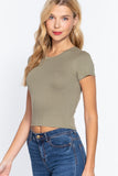 Short Slv Crew Neck Rib Crop Top