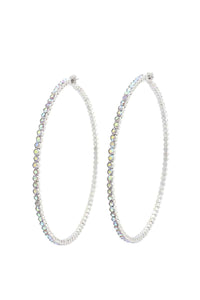 Classic Rhinestone Metal Hoop Earring