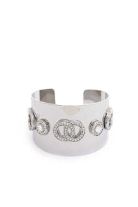 Circle Link Crystal Metal Cuff Bracelet