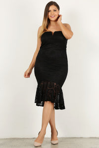 Plus Size Lace, Strapless Bodycon Midi Dress Lpepper Plus Size Lace, Strapless Bodycon Midi Dress Lpepper
