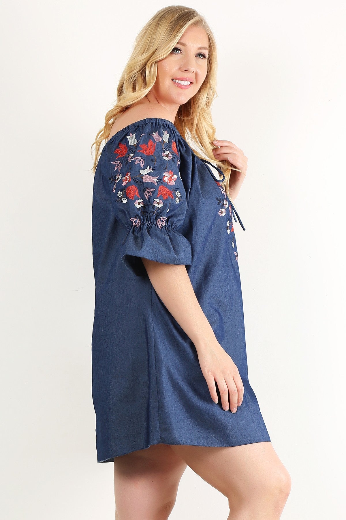 Plus Size Denim, Off Shoulder Short Dress Lpepper Plus Size Denim, Off Shoulder Short Dress Lpepper