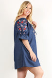 Plus Size Denim, Off Shoulder Short Dress